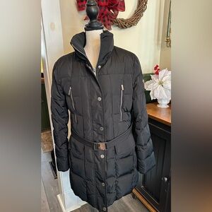Michael Kors  winter Jacket Large black Puffer hood Coat Full Zip Long